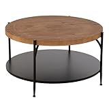 Marque : Paris Prix Paris Prix Table Basse avec Étagère Mia 80cm Naturel & Noir