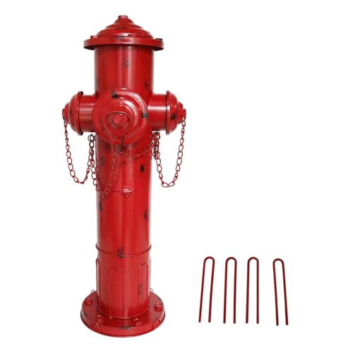 sorcifa 24 H Metal Fire Hydrant for Dogs to Pee on Dog Fire Hydrant Pee Post Vintage Fire Hydrant for Outdoor Garden & Yard Statue Decoration (Antique Red)