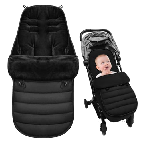 KUWUNG Universal Baby Sleeping Bag, Newborn Blanket, Outdoor Baby Sleeping Bag Soft Warm Toddler Windproof Bunting Bag for Cold Weather, Infant Growth Type 0-6 Age (black)