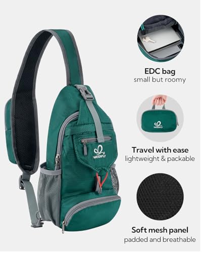 Image of WATERFLY Packable Small Crossbody Sling Backpack Shoulder Chest Bag Daypack for Hiking Traveling
