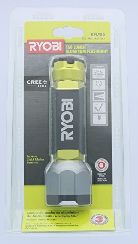 Ryobi RFL905 160-Lumen Water-Resistant 3-Mode Aluminum Cree LED Flashlight (AAA Batteries Not Included, Flashlight Only)