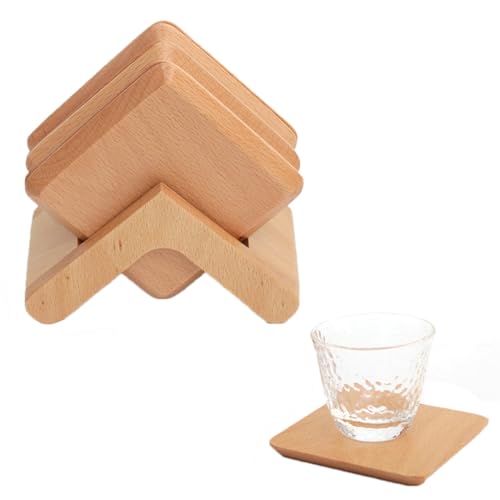 YANHUILAY 木製 コースター【6枚セット】コップ敷き コーヒー 茶托 断熱マット 茶パッド 収納ケース付き おしゃれ 天然木 割れにくい 防水 耐熱性 滑り止め 軽量 丸型 (2)