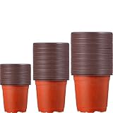 100 Pièces Pots de Pépinière en Plastique Pot de Pépinière Semis Plantes Réutilisable Conteneurs de Plantes Fleurs Pots de Démarrage de Semences pour Jardins, 3 Tailles (Marron)
