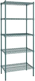 18" x 30" NSF Green Epoxy 5-Shelf Kit with 74" Posts, Heavy Duty Storage Shelving, Wire Shelving Kit, NSF Commercial Storage Rack Unit