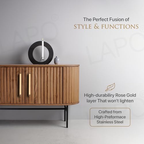 Image of LAPO 6 Inch Drawer Handles for Kitchen, Long Rosegold Pulls for Pooja Mandir, Wardrobe, Almirah, and Cupboard,Controlled and Stable Grip (450mm, Rosegold Finish, Pack of 2)