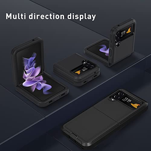Galaxy Z Flip 4 Case, Galaxy Z Flip 3 Case, Samsung Z Flip 4 Case, Rugged Durable Shockproof Dustproof Protective Cover For Samsung Z Flip 4 5G/Z Flip 3 5G (Black) #TOP1