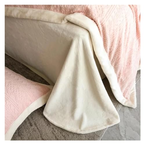 Couverture de Couette en Flanelle Rose | Set de Lit Velours Sculpté 4PC