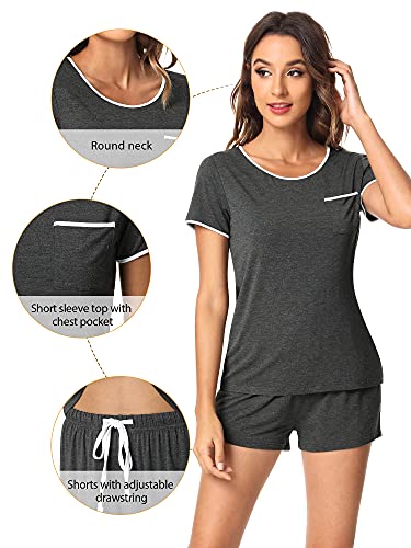 Image of WiWi Viscose from Bamboo Pajamas Set for Women Super Soft Short Sleeve Cooling Summer Plus Size Pjs Sets Sleepwear S-4X
