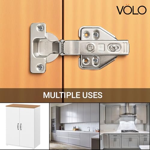 Image of VOLO Cabinet Hinges, Set of 1 (2 Pieces) for Furniture, Wardrobes, Doors, and Storage Units | (2D Soft Close (Mild Steel), 0 Crank | Full Overlay)