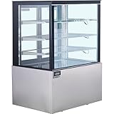 Nexel Global Industrial Refrigerated Cake Display Cabinet with Glass Windows, 12.7 Cu. Ft. Capacity, 3 Height Adjustable Shelves, 115V, 35-3/8