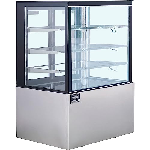 Nexel Global Industrial Refrigerated Cake Display Cabinet with Glass Windows, 12.7 Cu. Ft. Capacity, 3 Height Adjustable Shelves, 115V, 35-3/8