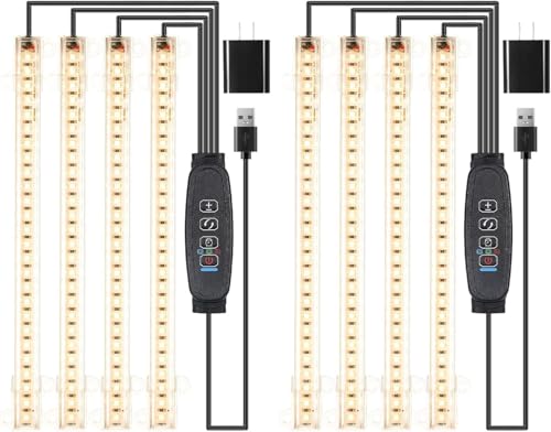 Image of 8.6'' LED Plant Growing Light Strips, Full Spectrum 3500K Grow Light for Indoor Plants with 3 /9 /12H Timer, 10 Dimmable Levels for Seedling Succulent and Plant Shelf, 4 Head 2 Pack