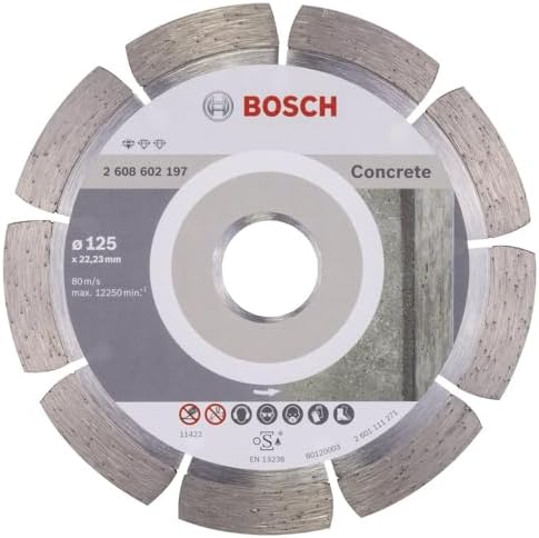 Bosch Professional 1x Diamond Cutting Disc Standard for Concrete (for Concrete, Cellular Concrete, Ø 125 x 22,23 x 1,6 x 10 mm, Accessories for Angle Grinders)