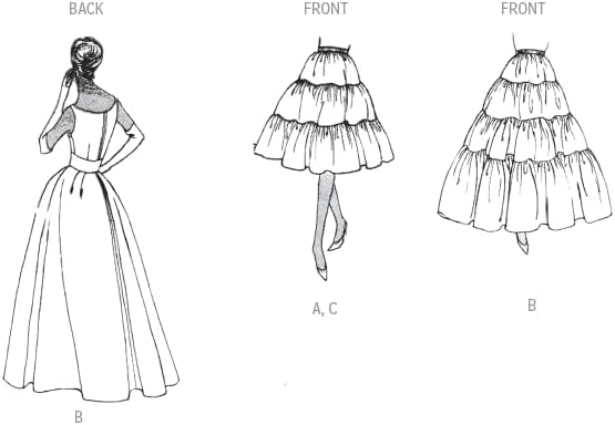 Vogue V2003U5 Misses' Vintage 1959 One-Piece Dress and Petticoat Sewing Pattern Packet, Design Code V2003 Sizes 16-18-20-22-24 Multicolor