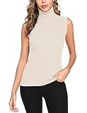 Totatuit Women's Spring Sleeveless Turtlenecks Tops Mock Neck Ribbed Solid Pullover Tank