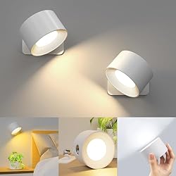 Lampara Pared Xiaomi sylvwin Lámpara de pared LED,2 Piezas,Apliques Pared Interior con 3 Modos de Color y 3 Niveles de Brillo, Control Táctil,Luz de Pared Rotativa de 360 ° para Sala de Estar,Dormitorio y Escalera