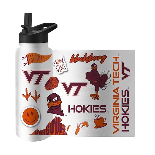 Image of Logo Brands NCAA Native 34 oz Quencher Water Bottle - | Local Icons Design | Double-Wall Insulated| Leak-Proof Lid & Built-In Straw