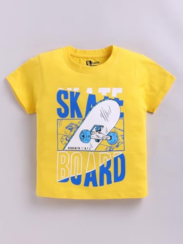 Image of Amazon Brand - Jam & Honey Boys Cotton Graphic Printed Half Sleeves T-Shirt | Regular Fit | Soft & Breathable (Available in Pack of 3 & Pack of 5) (2 to 8 Years)