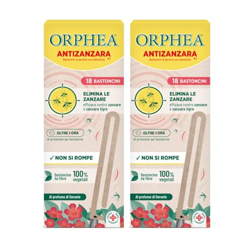 Orphea Bastoncini Antizanzara al Geranio – 18 Pezzi con Fibre Vegetali, Profumo Geranio, Repellente Zanzare per Ambienti Interni ed Esterni (2)