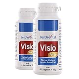 Bestprovita Visio forte 120 Kapseln, Vitalstoffe für bessere Augen Sehkraft, mit Vitaminen Thiamin Riboflavin Zink Kupfer Selen