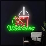 Enseignes au néon de jus de pastèque alimentées par , luminosité réglable, lumières au néon de pastèque adaptées à la décoration de bistrot, éclairage commercial.