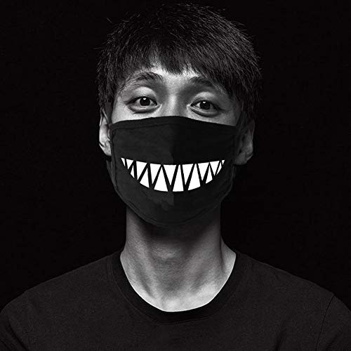 Mouth Mask Anime Teeth, YOROZUCERY Scary Skull Teeth Half Face Mask for Women Men and Kids, Unisex Kpop Mouth Mask, Cotton Anti Dust Mouth Muffle Cover, Pack of 4 Black