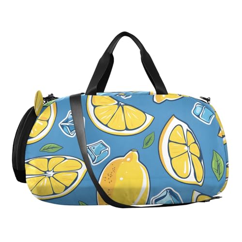 Duffle Bag Kids Gym Bag with Shoes Compartment & Wet Separation Overnight Travel Duffel Bag Lemon Ice Cubes for Girl Boy2
