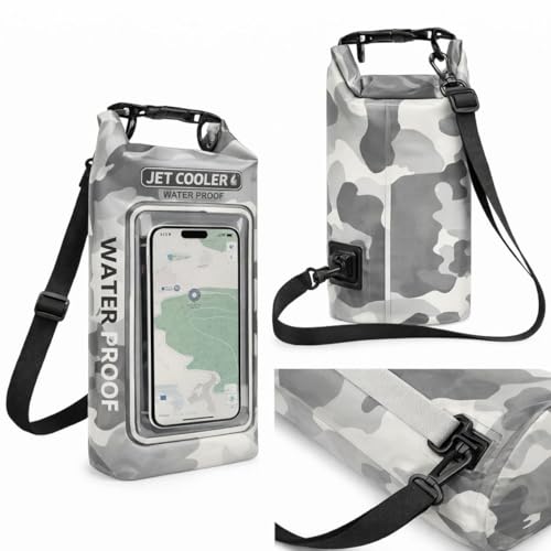Jet Cooler Bolsa Bag Estanque Impermeável à Prova D'água 2l com Visor Transparente PVC Reforçado para Celular Documentos Esportes Aquáticos Cinza Camuflado