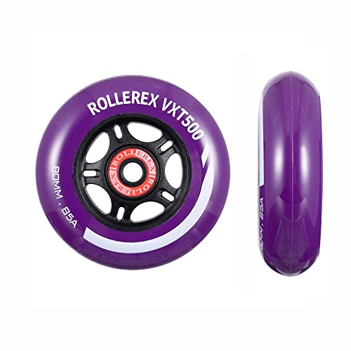 Rollerex Vxt500 Ripstik/Inline Skate Wheels (2-Pack W/Bearings, Spacers And Washers) - Use On Roller Blades, Ripstik Caster Boards, Ripsticks, Luggage, Baggage Or Wheelchairs (Royal Purple, 76Mm) #TOP4