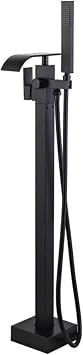 Bath Faucet Freestanding Waterfall Bath Mixer Faucets Hot and Cold Water Brass-Black