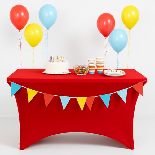 Nappe de table rouge stretch 122x74cm housse de protection élasthanne buffet - 3