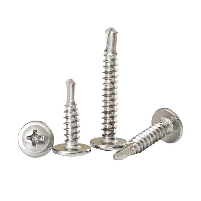 10 viti autofilettanti Phillips a testa rondella, in acciaio inox zincato, M4.2 M4.8, viti hardiflex per metallo e legno (acciaio inossidabile 410, 38 mm_M4.2, 10 pezzi)