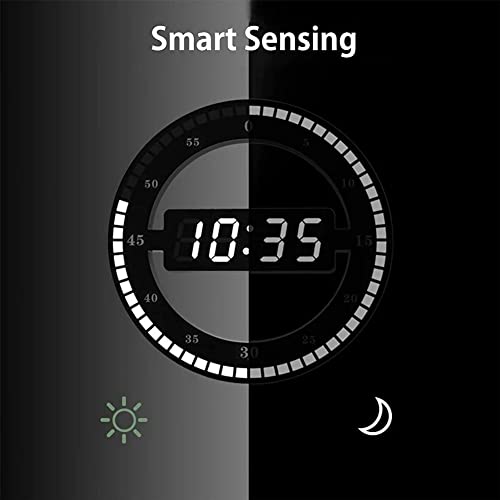 Reloj despertador digital LED para pared y dormitorio con sensor de brillo automático 4