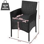 Poly Rattan Sitzgruppe 4 Personen Tisch 2 Stühle Sitzbank 5cm Dicke Sitzpolster Balkonmöbel Set Sitzgarnitur Balkon Terrasse Garten Outdoor, Farbe:Titan-Schwarz/Nachtschwärmergrau – Bild 3