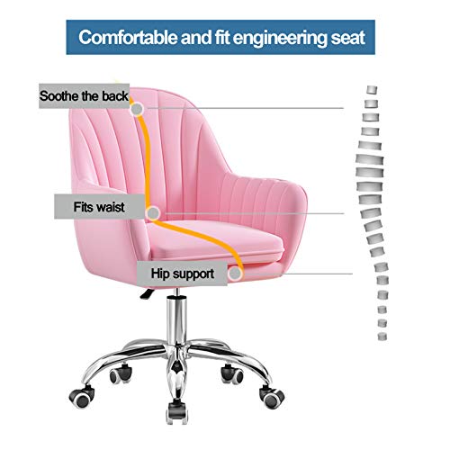 Chaise pivotante avec support lombaire ergonomique et dossier en maille rose - 5