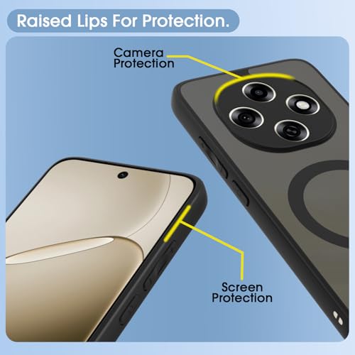 Image of Amazon Basics Back Cover for Oppo F31 Pro 5G Compatible with Mag-Safe Smoke Back | Shockproof Design | Hard Transparent Back Case (Black Smoke Mag-Safe)
