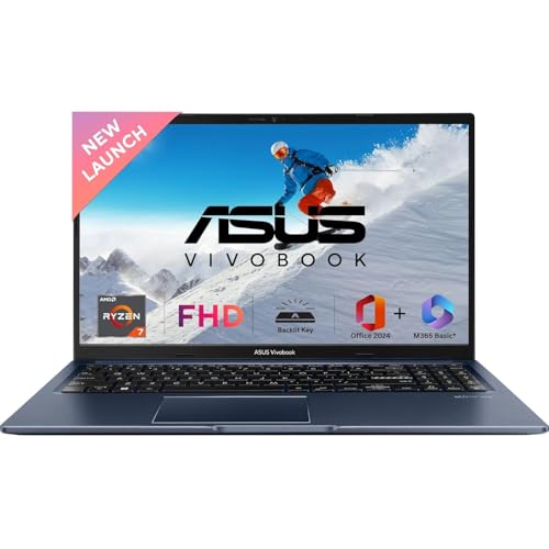 ASUS Vivobook 15 (2025), AMD Ryzen 7 7730U Thin & Light Laptop(AMD Radeon iGPU/16GB RAM/512GB SSD/FHD/15.6"/60Hz/Windows 11/M365 Basic (1Year)*/Office Home 2024/Quiet Blue/1.7Kg) M1502YA-BQ989WS view 1