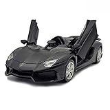 LMOY 1:32 Scale Die-cast Super Sports Car Lambo Aventador J Pull Back Cabriolet Metal Model Toy Car with Light & Sound Gift for Children (Black)