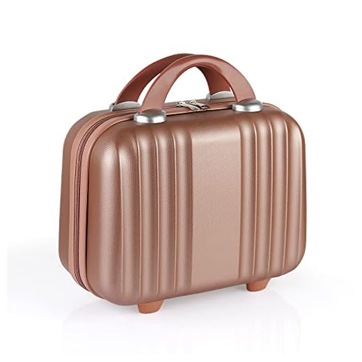 Lzttyee Mini Hard Shell Polychrome Cosmetic Case Luggage, Small Travel Portable Carrying Case Suitcase for Makeup (Rose Gold)