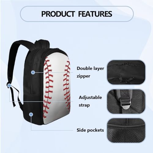 Baseball Boys Backpack 6-8 Years Old Cool Kids School Bag for Primary School Boys 3 In 1 Book Bag with Lunch Box Pencil Case, White4