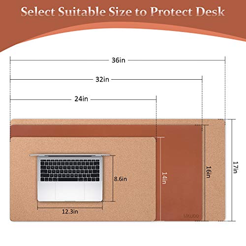Lollido Natural Cork & Leather Dual Sided Desk Pad, 36" X 17" Waterproof Pu Leather Desk Writing Mat, Large Mouse Pad Desk Protector(Cork+Brown) #TOP1