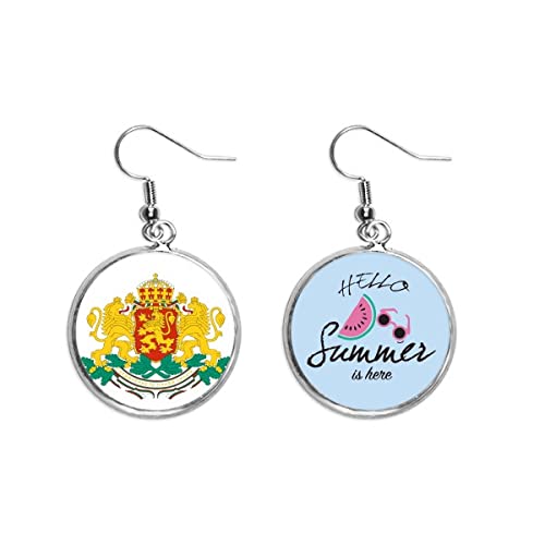 Pendientes de sandía de Sofía Bulgaria con emblema nacional para el lóbulo
