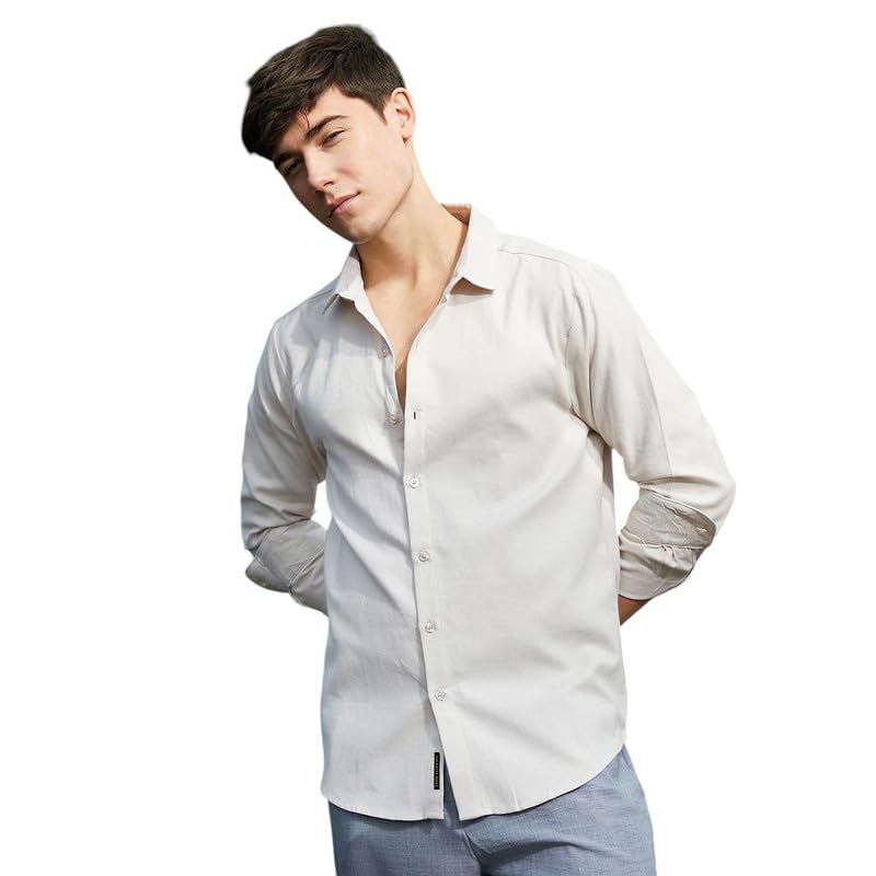 Image of CAHOOT Men's Shirt for Casual Wear | Spread Collar | Long Cuffed Sleeves | Button Closure | Shirt Crafted with Comfort Fit for Everyday Wear