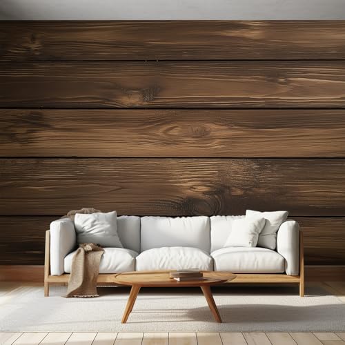 Générique Papier Peint Panoramique Effet Bois Marron, Papier Peint Rustique Bios, Fresque Murale, Decoration Chambre Salon, 150 x 105 cm &B01