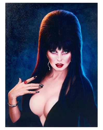Spirit Halloween Elvira Mistress of the Dark Canvas Sign, Officially Licensed, Halloween Decoration, Elvira Poster, Multicolor