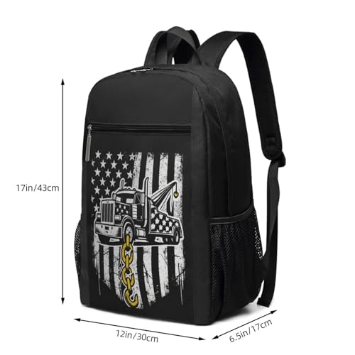 Usa Thin Yellow Line Flag Tow Truck Driver Backpack 17 Inch For Travel Laptops Backpack4