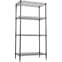 Estanteria Valje T-LOVENDO.ES Estantería Baño, 4 Baldas, Estantería Metal, para Baño, Cocina, Salón, 4 Hojas de PP, con Ganchos Desmontables