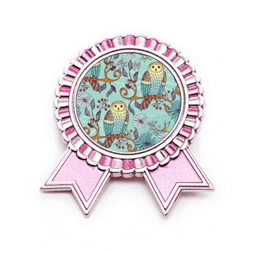 Broche hibou bleue en métal rose taille M pour animaux