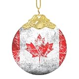 Configurazione accessori: il set include un ciondolo rotondo retrò con stampa bandiera canadese, un anello di metallo e una corda elastica che misura circa 25 cm di lunghezza.