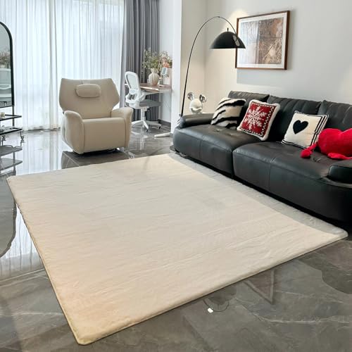 Descente de lit en fourrure synthétique moelleuse beige clair